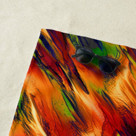 Toalha De Praia Brilhante manchado de vermelho a laranja, um pouco