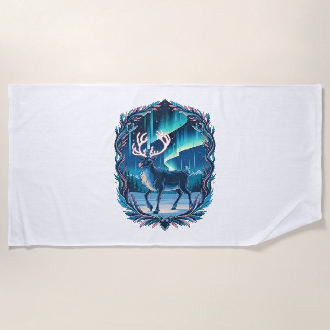 Toalha De Praia Brilho de Reindeer Mágico (Frente)