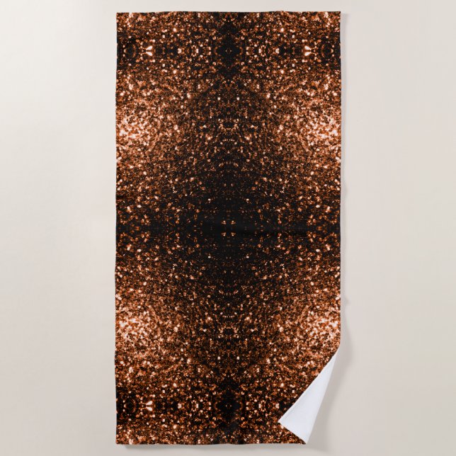 Toalha De Praia Brilho marrom laranja bronze (Frente)