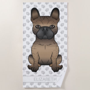 Toalha De Praia Brindle French Bulldog / Frenchie Cute Dog & Name
