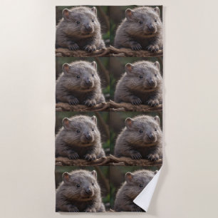Toalha De Praia Brown Australian Fofinho Baby Wombat