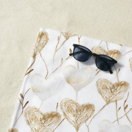 Toalha De Praia Brown Cream Boho Hearts