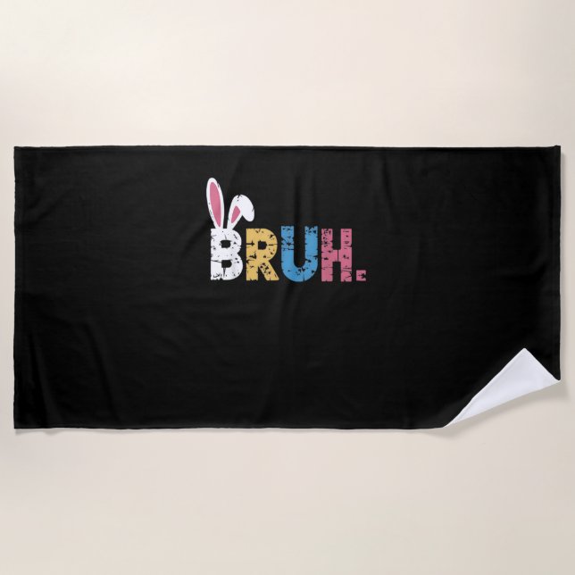 Toalha De Praia Bruh Easter Bunny Cute Memória Para Crianças _3 (Frente)