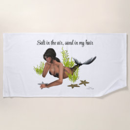 Toalha De Praia Brunette Mermaid com Starfish Beach Towel