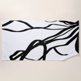 Toalha De Praia Buquê Blanc: Abstrato branco e preto