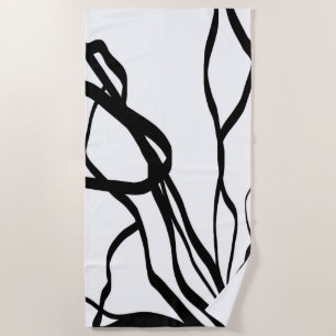 Toalha De Praia Buquê Blanc: Abstrato branco e preto