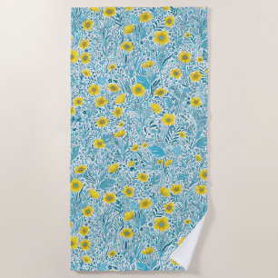 Toalha De Praia Buttercups, amarelo, azul e branco