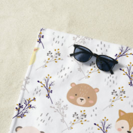 Toalha De Praia Cabeça Animal Adorável E Padrão Floral