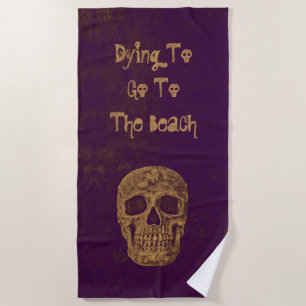 Toalha De Praia Cabeça Gótica Grunge Dourado Roxo Legal