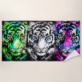 Toalha De Praia Cabeças de Tigre Realistas - Legal Torre de Praia