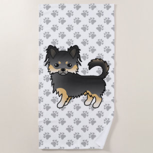 Toalha De Praia Cachorro e patas, Casaco Chihuahua, preto e alto,