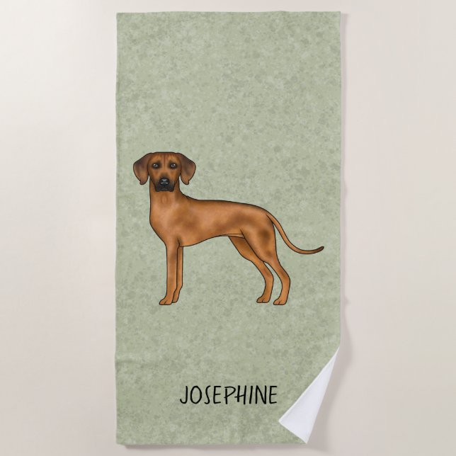 Toalha De Praia Cachorro Leão Marrom Fofo Rhodesian Ridgeback Com  (Frente)