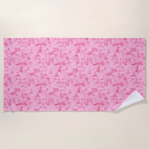 Toalha De Praia Cachorro Marinho Toile Rosa