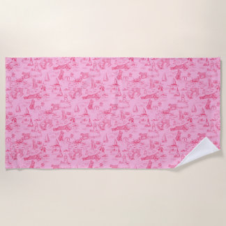 Toalha De Praia Cachorro Marinho Toile Rosa