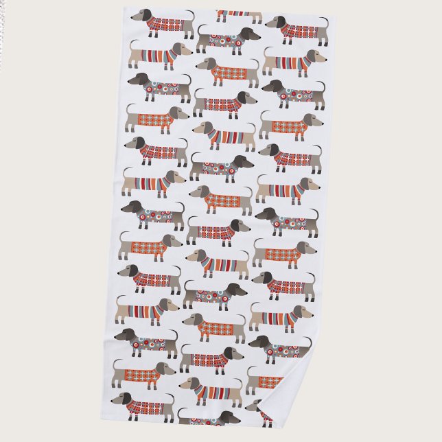 Toalha De Praia Cachorro Salsicha Dachshund (Fun Dachshund Wiener Sausage Dog beach towel for dog lovers)