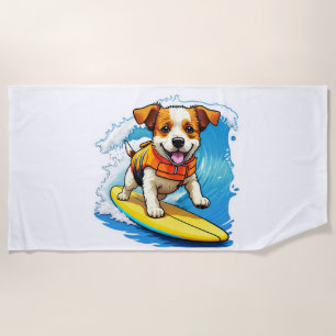 Toalha De Praia Cachorro Surfista