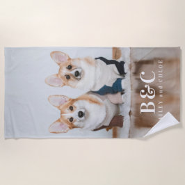 Toalha De Praia Cachorros de Pet Bonitos Nomes de Monograma Fotogr