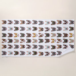Toalha De Praia Cachorros Franceses Bonitos Vestindo Óculos