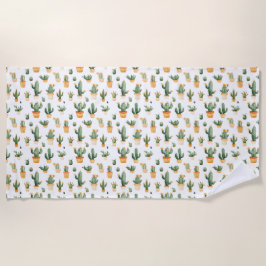 Toalha De Praia Cactus Potado em Branco