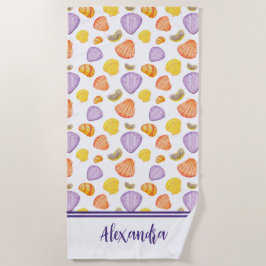 Toalha De Praia Cadeias de Aquarelas com Nome Beach Towel