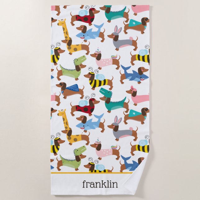 Toalha De Praia Cães Em Sapatos Disfarçados De Halloween  (Frente)