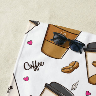 Toalha De Praia Cafés, Feijões, Fachos De Café, Lover De Café, Cor