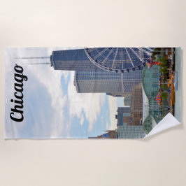 Toalha De Praia Cais do Marinho Skyline Chicago e Hancock