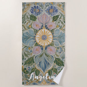 Toalha De Praia Caleidoscópio Floral Personalizado