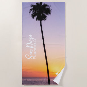 Toalha De Praia California Palm Tree Beach Sunset San Diego