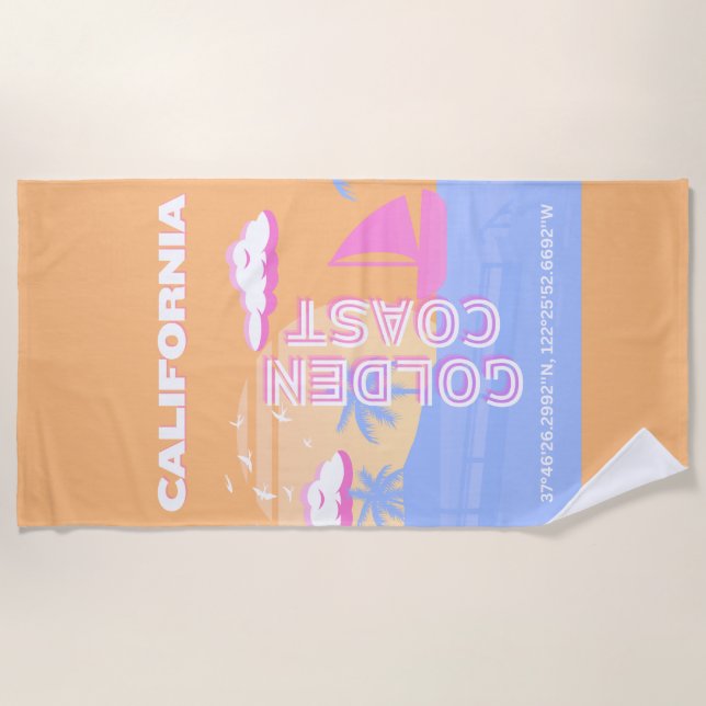 Toalha De Praia Califórnia, Praia, Viagem Art (Frente)