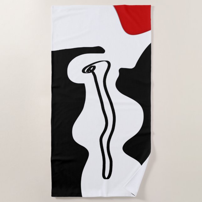 Toalha De Praia Câmara de Deslocamento: Abstrato preto, branco e v (Frente)