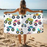 Toalha De Praia Caminhões De Automóveis Monstrados De Colorida Mod<br><div class="desc">Este design moderno apresenta um padrão aquarela de caminhões coloridos de carros monstros #home #decor #homedecor #Beach #beachtowels #feriados #férias #natação #natação #presentes #presentes #presentes #presentes #presentes #pratos #coloridos #padrão #crianças #tendência #legal #monstercar #caminhões #veículo #diversão</div>
