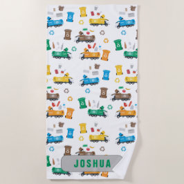 Toalha De Praia Caminhões e Caixas de Lixo Coloridos Personalizado