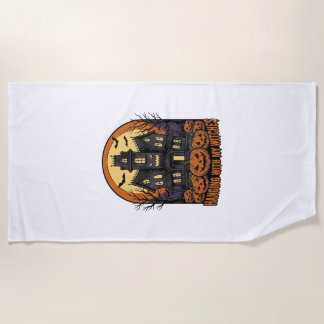 Toalha De Praia Camisa Casa Assombrada de Halloween Amigos Bruxas_