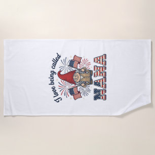 Toalha De Praia Camisa da Avó Gnome Patriótica Vintage Des