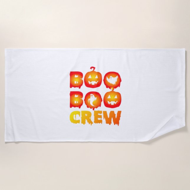 Toalha De Praia Camisa de Boo Boo Crew - Enfermeira de Halloween d (Frente)