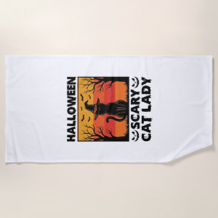 Toalha De Praia Camisa de Gravura Vintage Dama do Gato Assustador