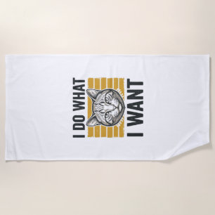 Toalha De Praia Camisa de Gravura Vintage Gato Engraçado Eu Faço O