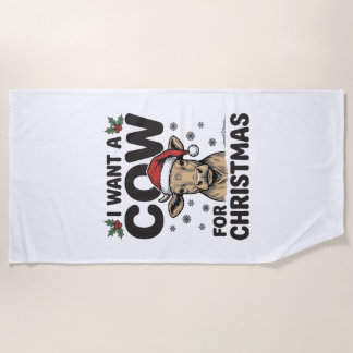 Toalha De Praia Camisa engraçada de Natal vintage de vaca de Natal