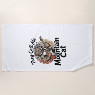 Toalha De Praia Camisa Gráfica Vintage de Gato na Montanha_1