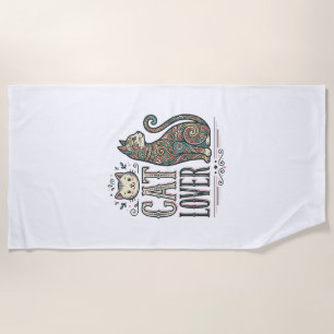 Toalha De Praia Camisa Gráfica Vintage de Gato no Estilo de Gravur