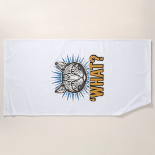 Toalha De Praia Camisa gráfica vintage engravura 'O QUÊ_' Gato eng