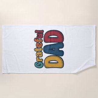Toalha De Praia Camisa Grata Pai Letra Bolha Retro Design_1