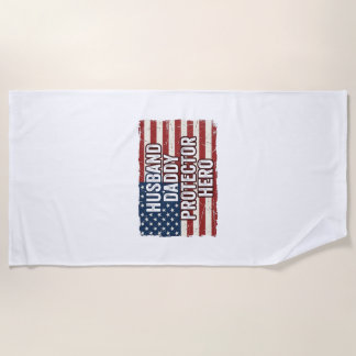 Toalha De Praia Camisa Patriótica Marido Papai Protetor Herói Band