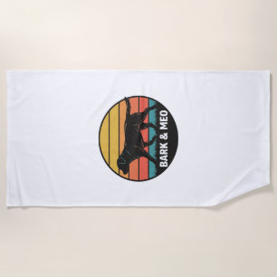 Toalha De Praia Camisa Vintage Bark And Meo Dog Sunset Design_1