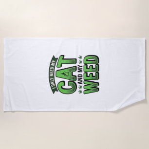 Toalha De Praia Camisa Vintage de Gato e Erva_1