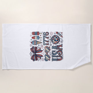Toalha De Praia Camisa Vintage EUA 1776 Patriótica de Verão Design