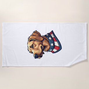 Toalha De Praia Camiseta de Cachorro Vintage com Mascote Retriever