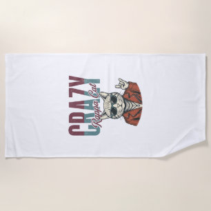 Toalha De Praia Camiseta Desenho Vintage Crazy Rappa Cat_1
