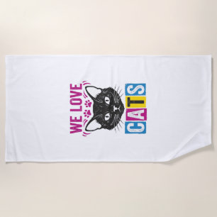 Toalha De Praia Camiseta Gráfica de Gato Cara de Gato Vintage Nós